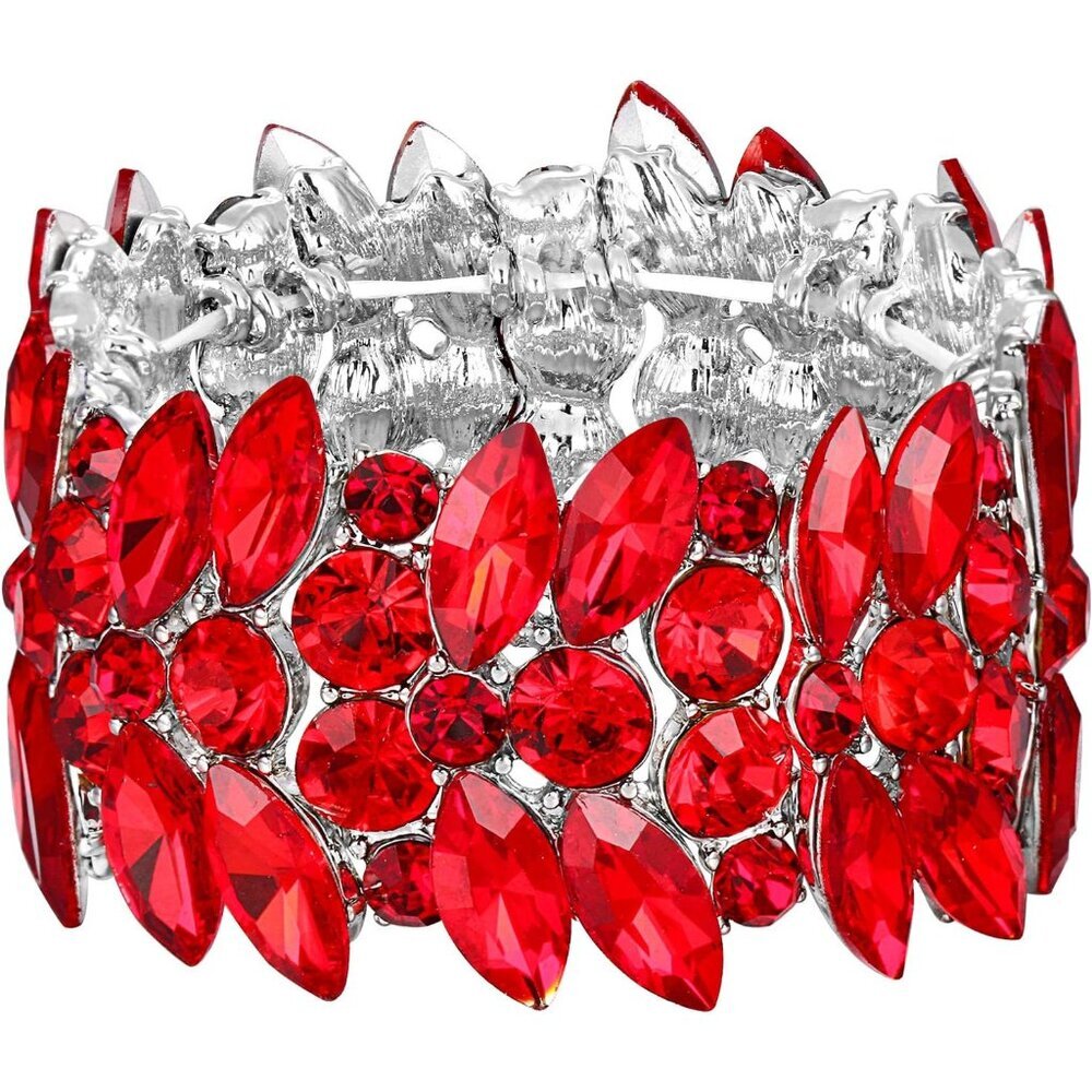 Women's Stretch Bracelet Marquise Crystal Art Deco Hand Chain Wedding Bridal Jew